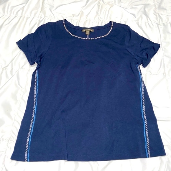 Tommy Bahama Embroidered Short Sleeve Top / Size Medium Blue - Picture 1 of 6